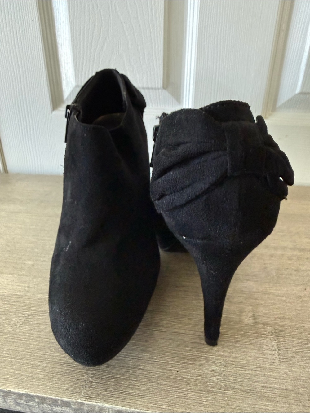 Women’s Black Suede High Heel Ankle Booties Size 10